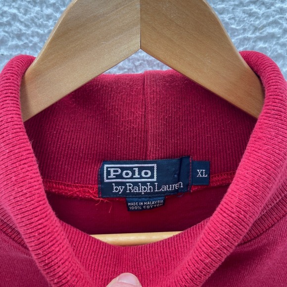 Vintage Polo Ralph Lauren Shirt Mens XL Red Turtleneck Crest Shield Embroidered - Picture 5 of 12